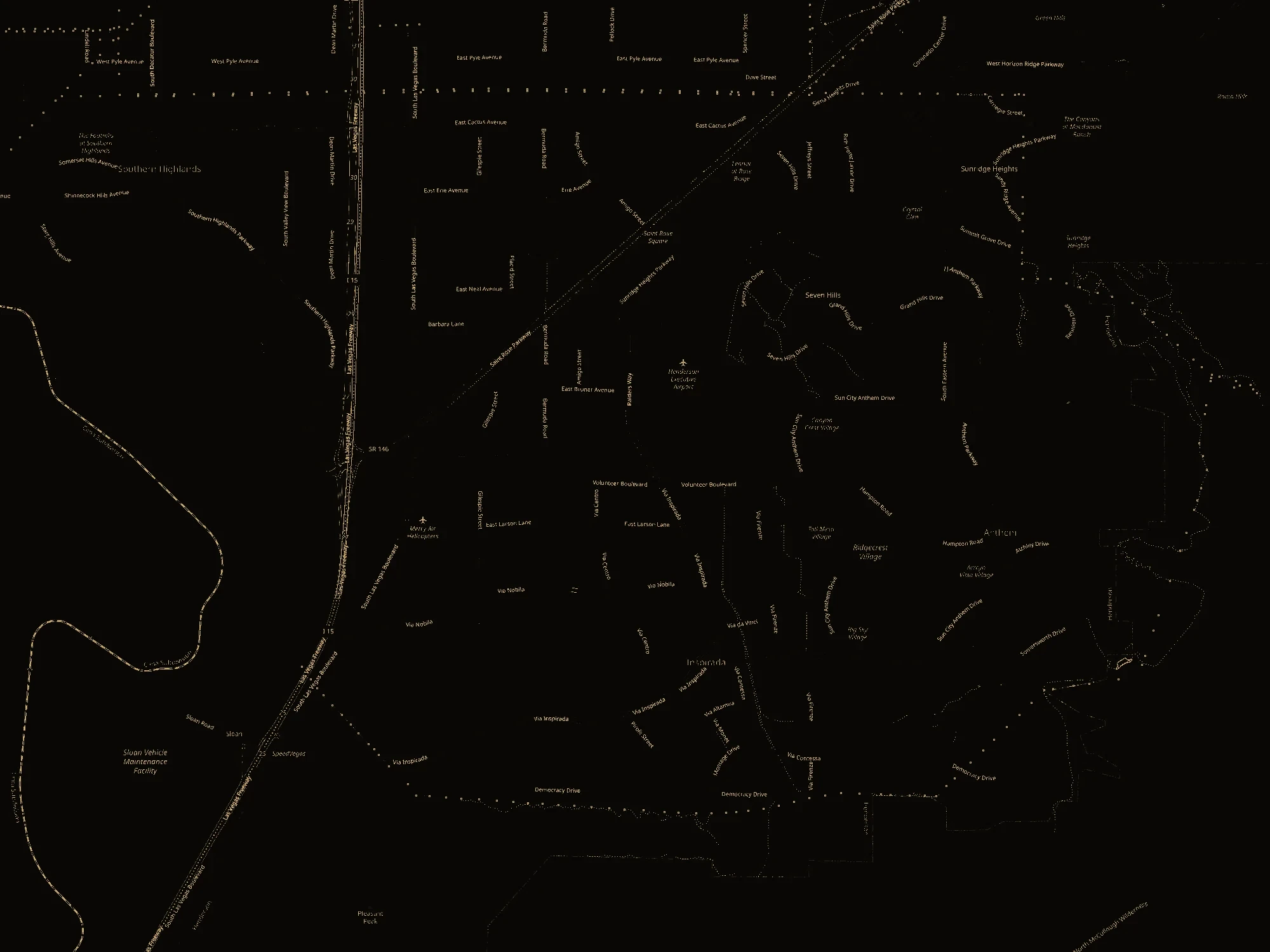Map of south Henderson showing the shop on Volunteer Blvd